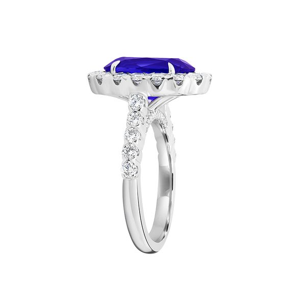 Tanzanite and Diamond Halo Ring Image 2 Hingham Jewelers Hingham, MA