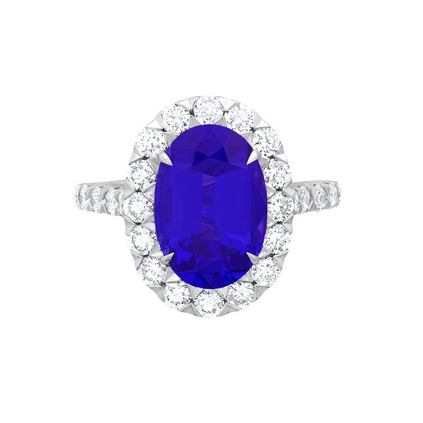 Tanzanite and Diamond Halo Ring Hingham Jewelers Hingham, MA