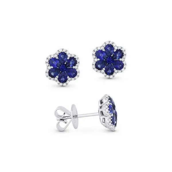 Sapphire Flower Studs Hingham Jewelers Hingham, MA