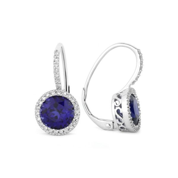 Blue Sapphire + Diamond Earrrings Hingham Jewelers Hingham, MA