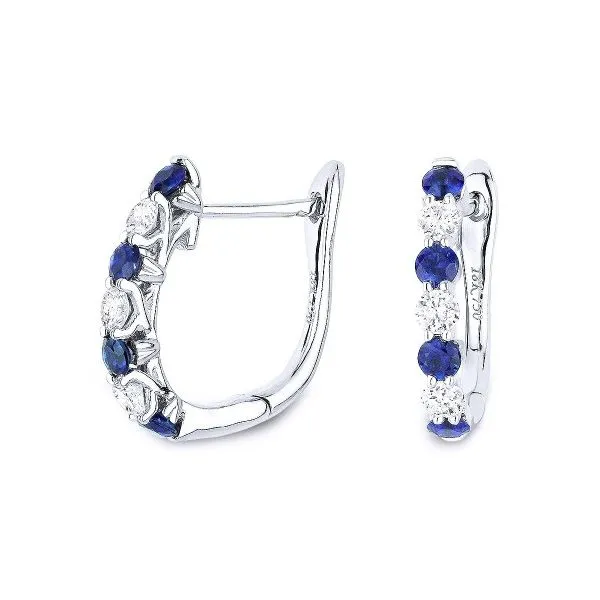 Sapphire and Diamond Huggie Hoops Hingham Jewelers Hingham, MA