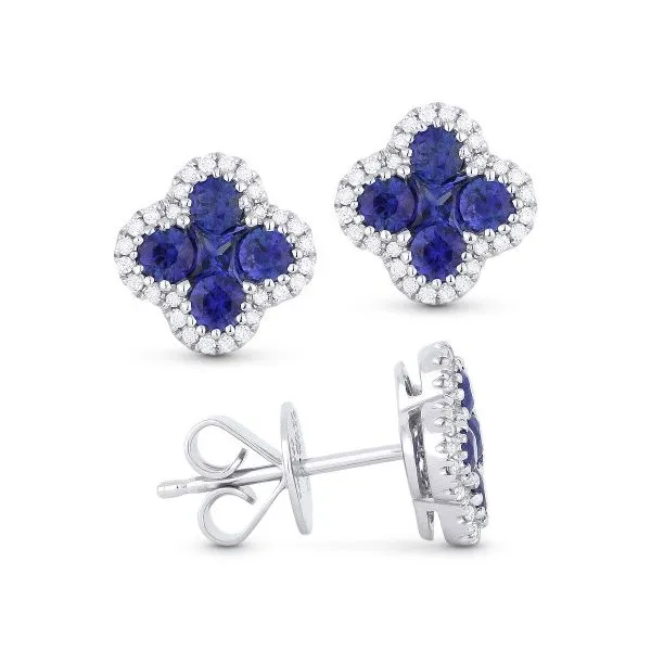 Sapphire and Diamond Clover Studs Hingham Jewelers Hingham, MA