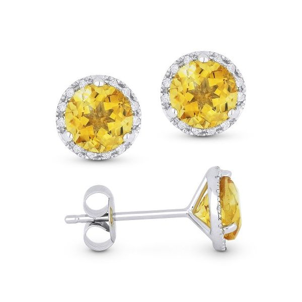 Citrine Halo Studs Hingham Jewelers Hingham, MA