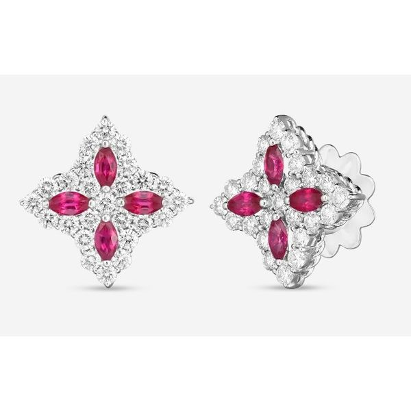 Princess Flower Ruby Earrings Hingham Jewelers Hingham, MA