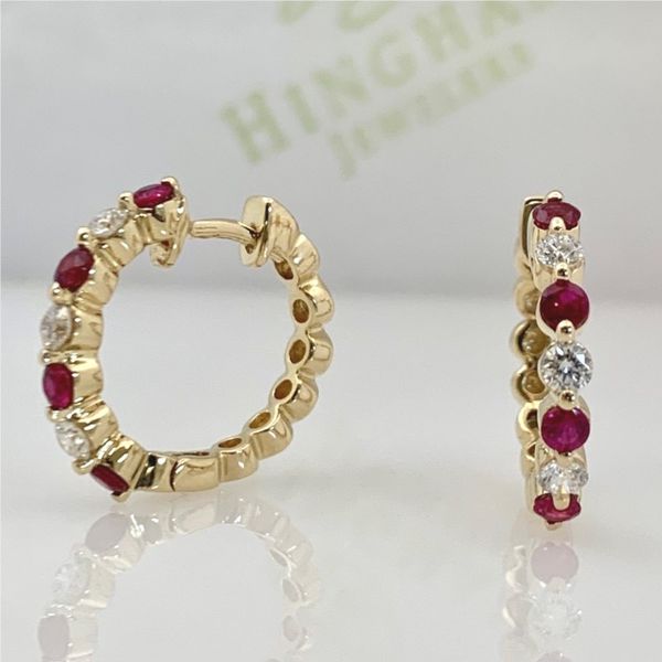 Ruby and Diamond Huggies Hingham Jewelers Hingham, MA