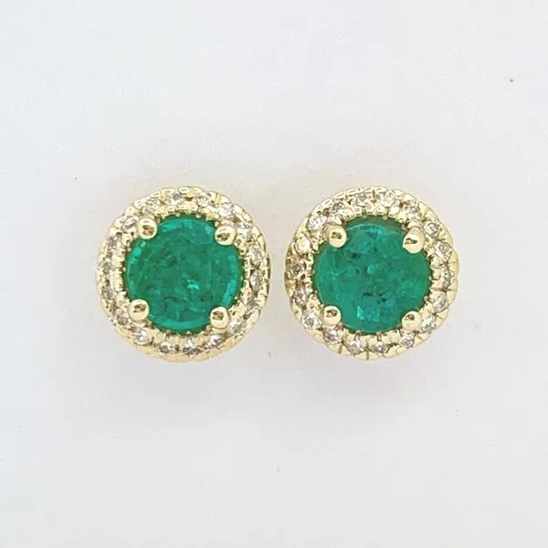 Emerald Halo Stud Earrings Hingham Jewelers Hingham, MA