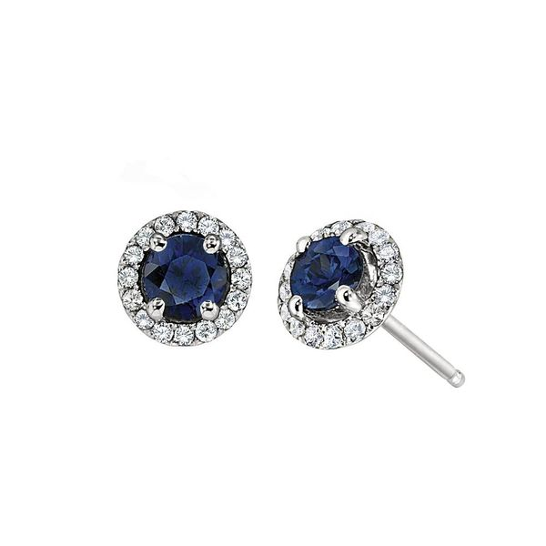Sapphire Halo Stud Earrings Hingham Jewelers Hingham, MA