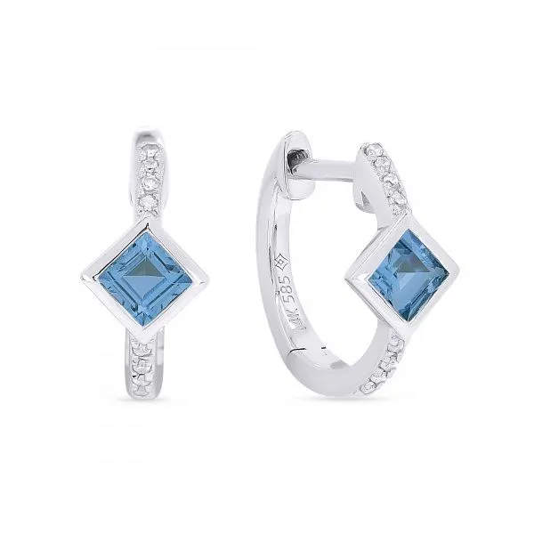 Blue Topaz Huggie Hoop Earrings Hingham Jewelers Hingham, MA