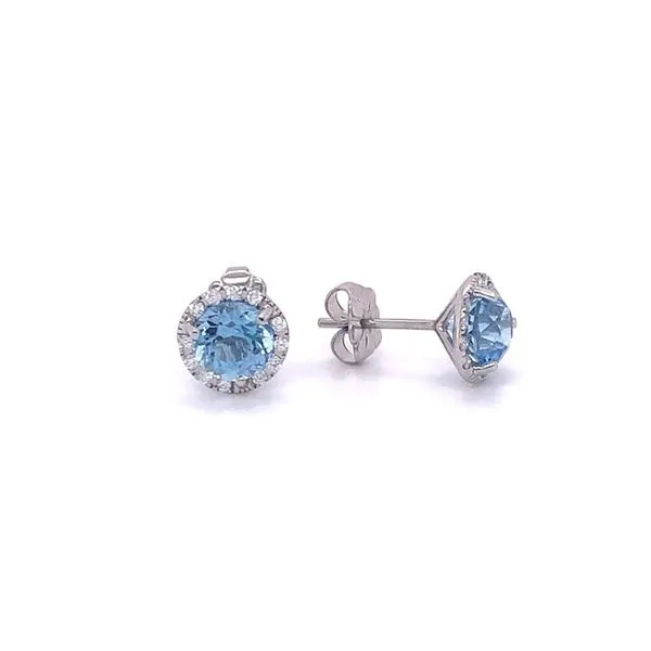 Aquamarine Halo Stud Earrings Hingham Jewelers Hingham, MA