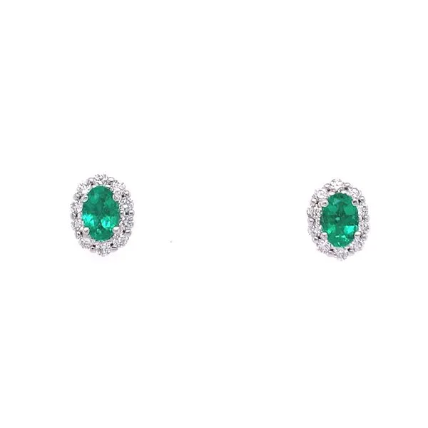 Emerald Halo Stud Earrings Hingham Jewelers Hingham, MA