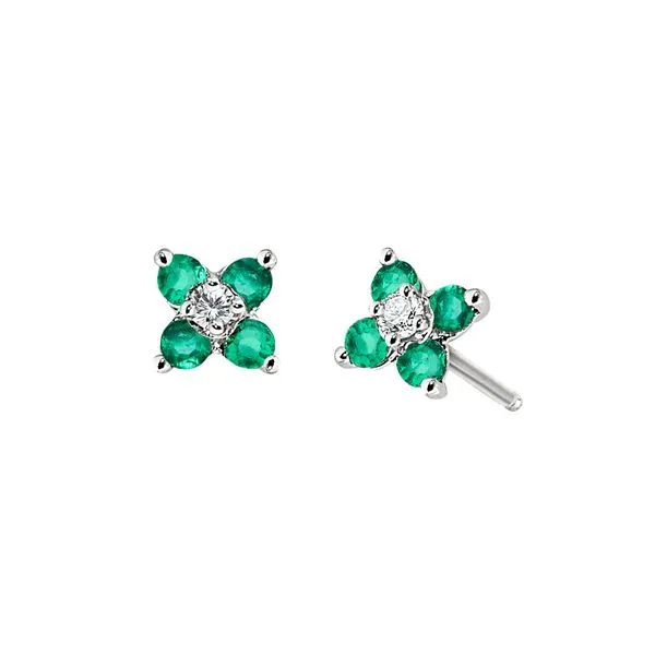 Emerald Flower Studs Hingham Jewelers Hingham, MA
