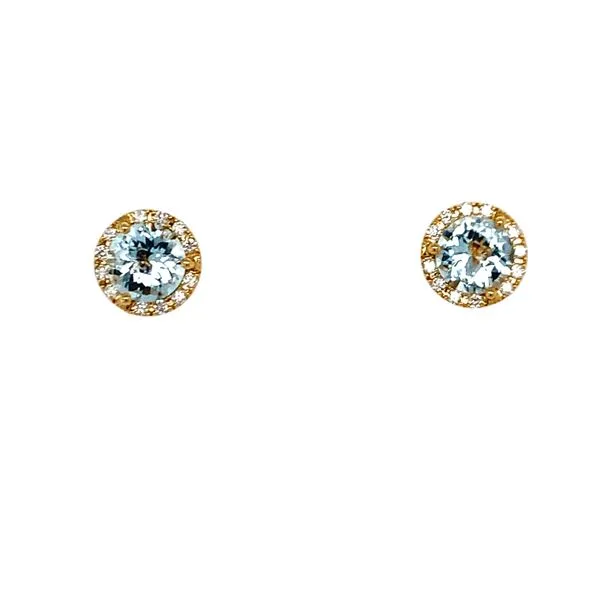 Aquamarine Halo Stud Earrings Hingham Jewelers Hingham, MA