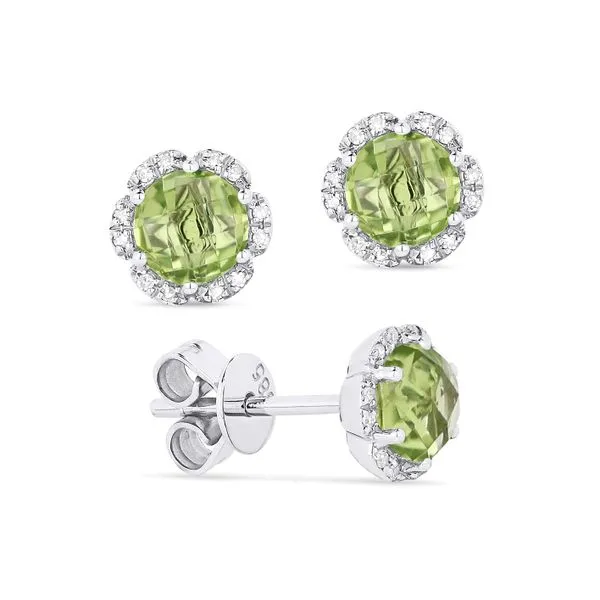 Peridot Halo Stud Earrings Hingham Jewelers Hingham, MA