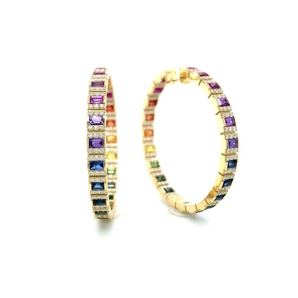 Obelisco Inside-Out Multi-Color Sapphire Hoop Earrings Hingham Jewelers Hingham, MA