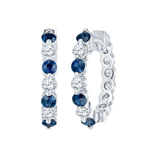 Sapphire and Diamond Hoop Earrings Hingham Jewelers Hingham, MA