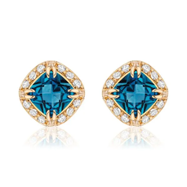 Urban Chic London Blue Topaz Stud Earrings with Diamonds Hingham Jewelers Hingham, MA