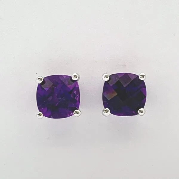 Amethyst Cushion Stud Earrings Hingham Jewelers Hingham, MA