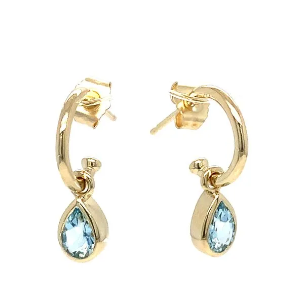 Aquamarine Drop Hoop Earrings Hingham Jewelers Hingham, MA