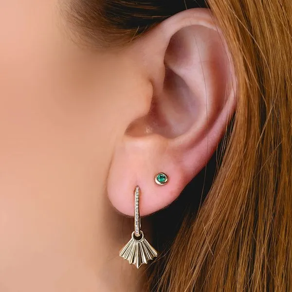 Emerald Bezel Stud Earrings Image 2 Hingham Jewelers Hingham, MA