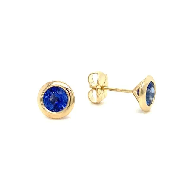 Sapphire Bezel Stud Earrings