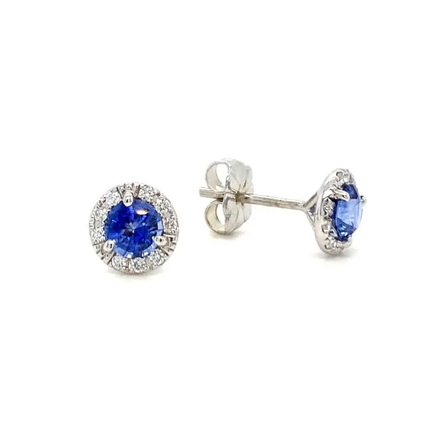 Sapphire Halo Stud Earrings