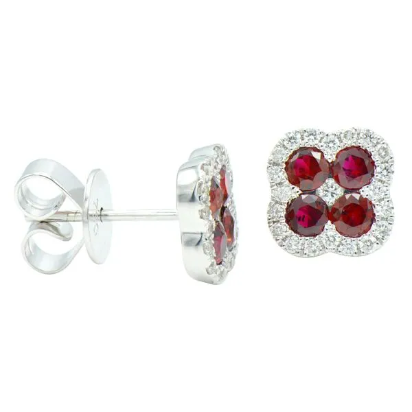 Ruby Clover Stud Earrings