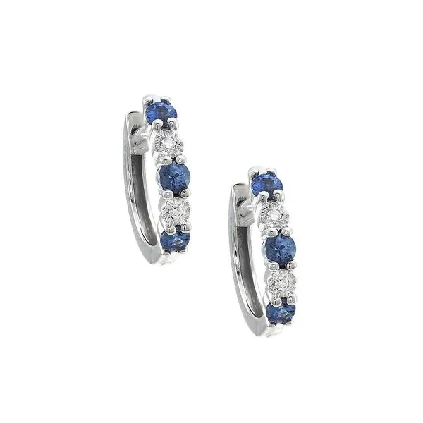 Sapphire and Diamond Huggie Hoop Earrings