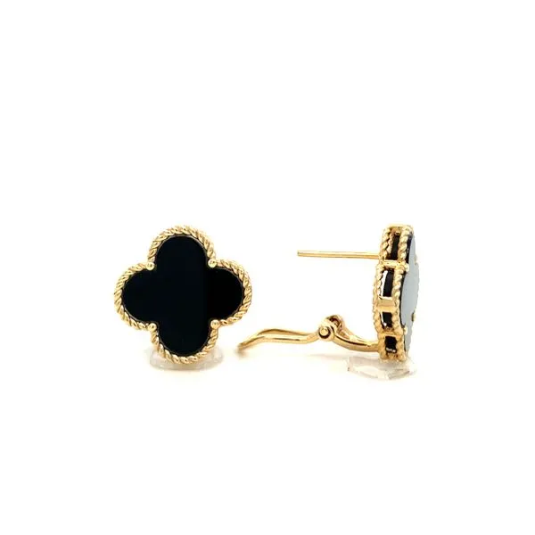 Black Onyx Clover Stud Earrings