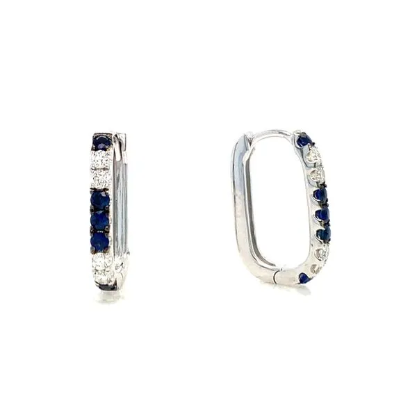 Elongated Hoop Earrings with Sapphires and Diamonds