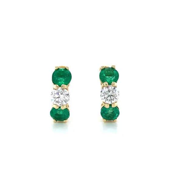 Emerald and Diamond Huggie Hoop Earrings Hingham Jewelers Hingham, MA