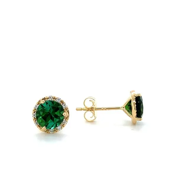 Green Tourmaline Halo Stud Earrings Hingham Jewelers Hingham, MA