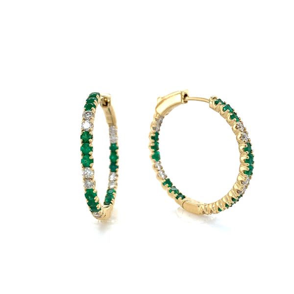 Emerald and Diamond Inside-Out Hoop Earrings Hingham Jewelers Hingham, MA