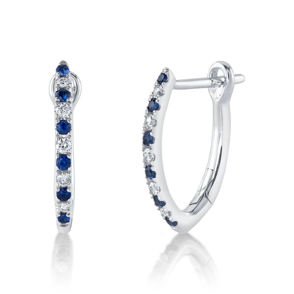 Sapphire and Diamond Oval Hoop Earrings Hingham Jewelers Hingham, MA