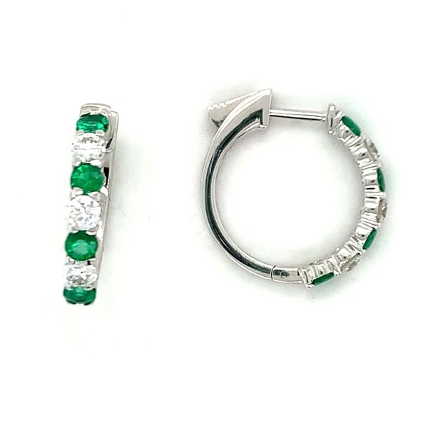 Emerald and Diamond Hoop Earrings Hingham Jewelers Hingham, MA