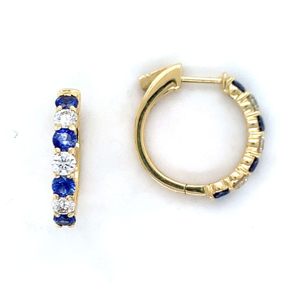 Sapphire and Diamond Hoop Earrings Hingham Jewelers Hingham, MA