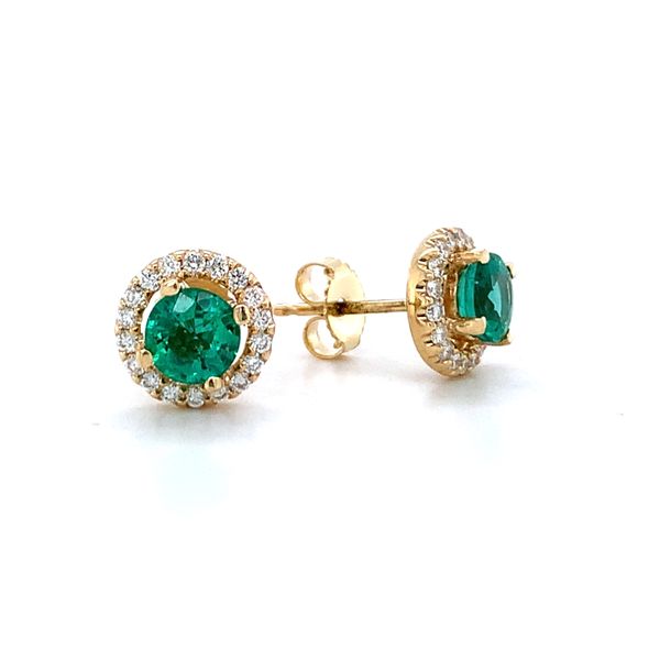 Emerald and Diamond Stud Earrings Hingham Jewelers Hingham, MA