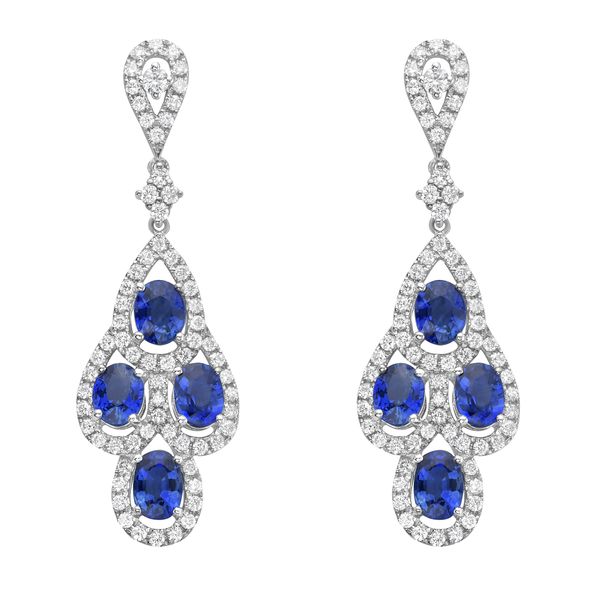 Sapphire and Diamond Drop Dangle Earrings Hingham Jewelers Hingham, MA