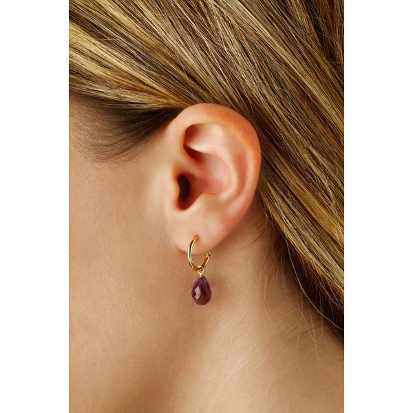 Amethyst Charm Hoop Earrings Image 2 Hingham Jewelers Hingham, MA