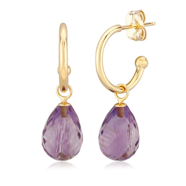 Amethyst Charm Hoop Earrings Hingham Jewelers Hingham, MA