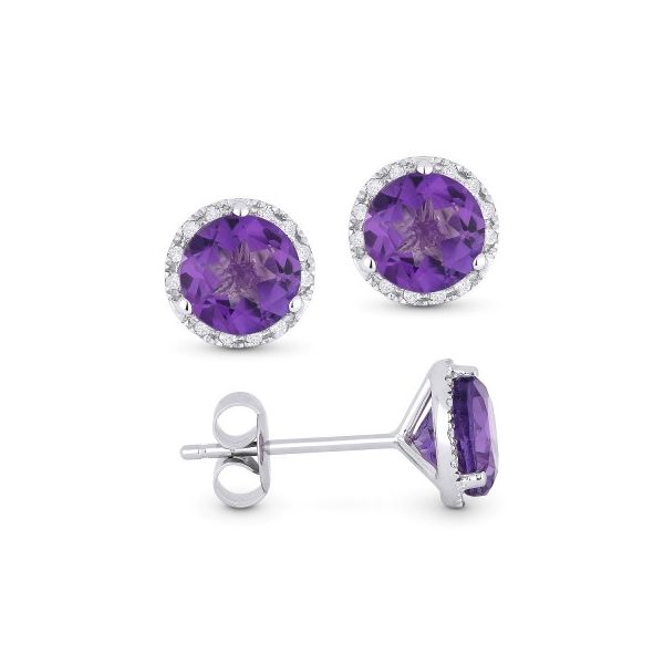 Amethyst Halo Stud Earrings Hingham Jewelers Hingham, MA