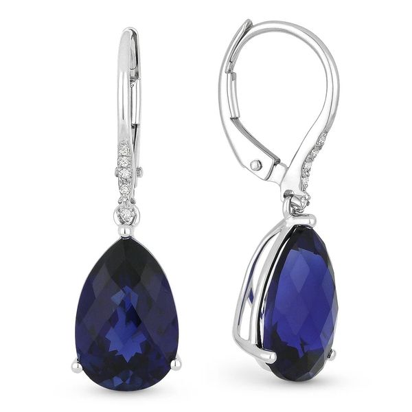 Created Blue Sapphire Pear Dangle Earrings Hingham Jewelers Hingham, MA