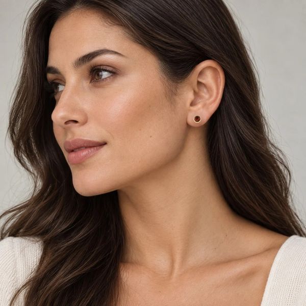 Garnet Bezel Stud Earrings Hingham Jewelers Hingham, MA