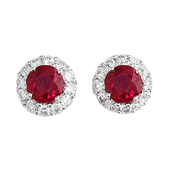 Ruby Halo Stud Earrings Hingham Jewelers Hingham, MA