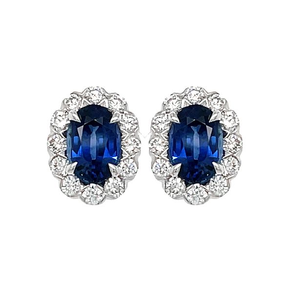 Oval Sapphire Halo Stud Earrings Hingham Jewelers Hingham, MA