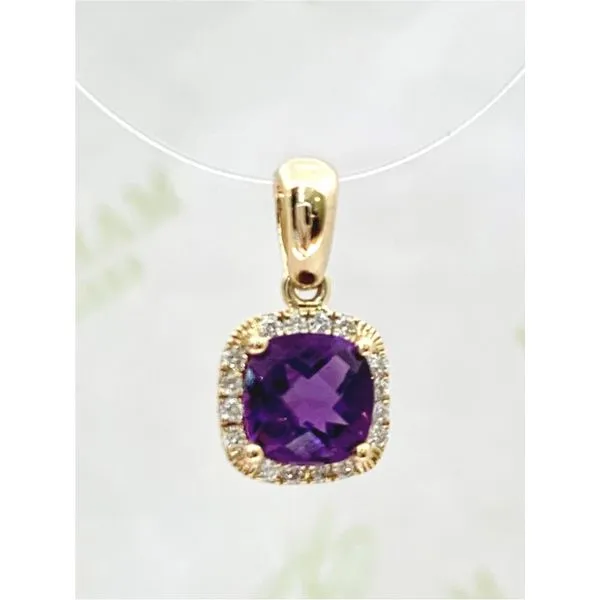 Cushion Amethyst Halo Pendant Hingham Jewelers Hingham, MA