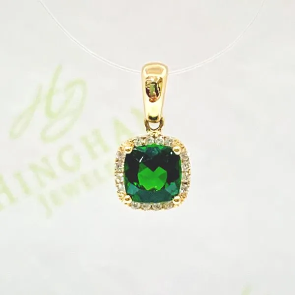 Chrome Diopside Halo Pendant Hingham Jewelers Hingham, MA