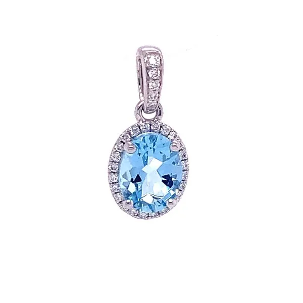 Aquamarine Halo Pendant Hingham Jewelers Hingham, MA
