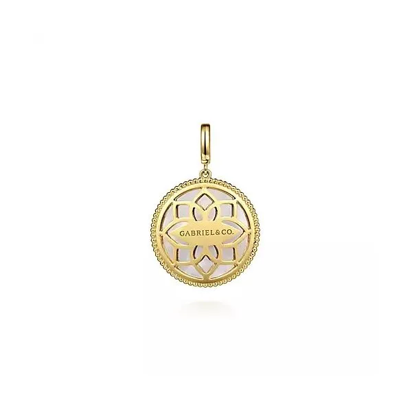 Diamond & Mother of Pearl Medallion Pendant Image 2 Hingham Jewelers Hingham, MA