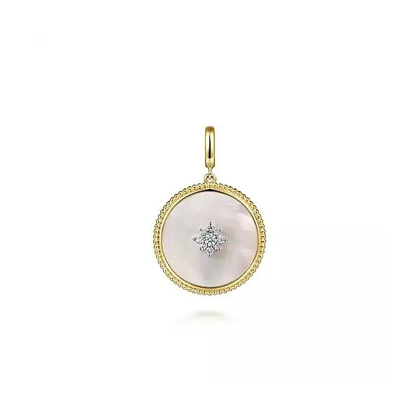 Diamond & Mother of Pearl Medallion Pendant Hingham Jewelers Hingham, MA