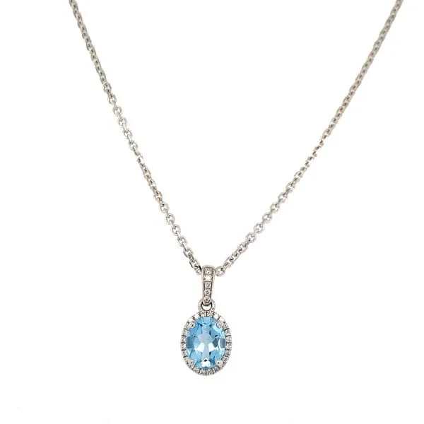 Aquamarine Halo Pendant Hingham Jewelers Hingham, MA
